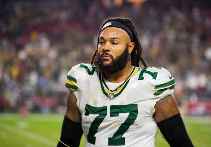 Offensive lineman Billy Turner with the Packers in 2021